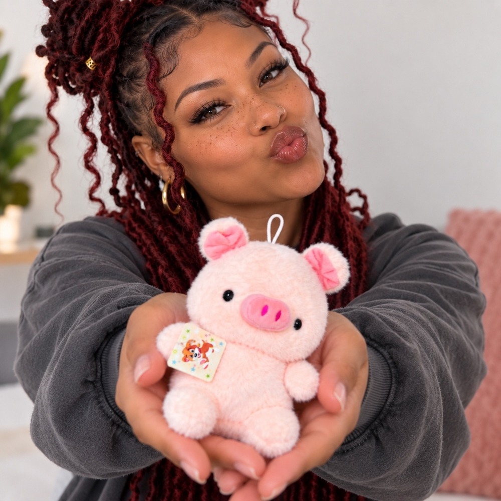 Kawaii Pink Pig Plush Soft Fuzzy Stuffed Animal Toy with Tags